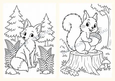 Zwei kleine Vorschauseiten aus Ein Tag im Wald